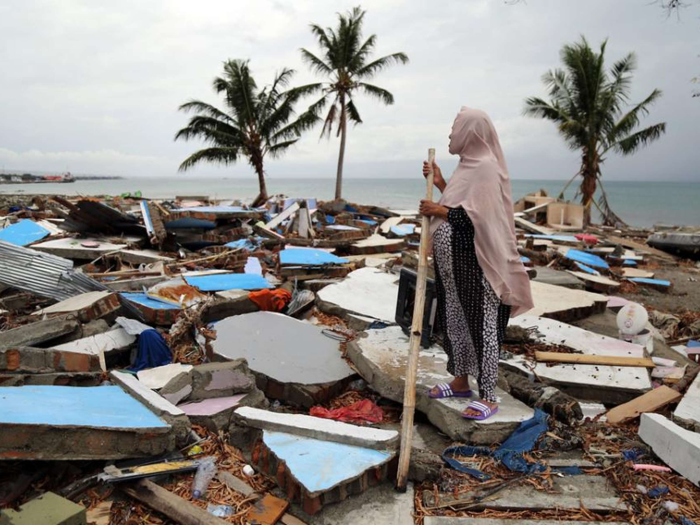 Mamboro fishing village in Indonesia after the 2018 Sulawesi earthquake and tsunami.