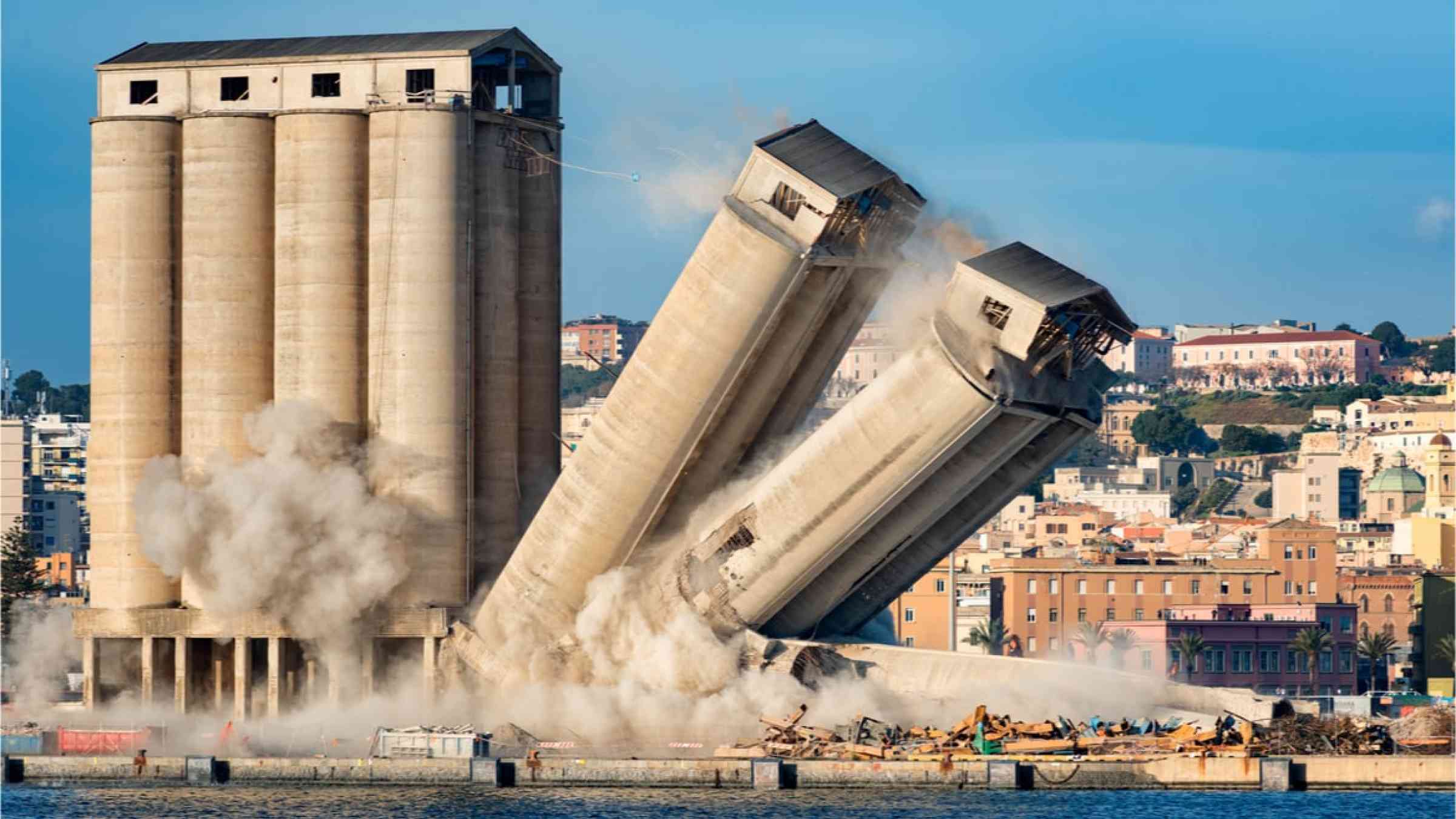 Demolition of silos.