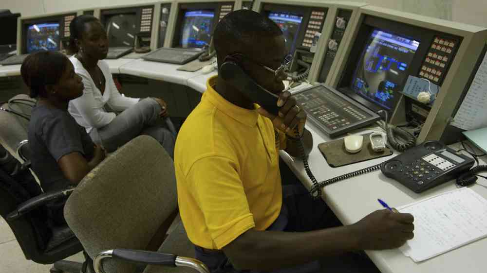 The control room at the thermal power station at Takoradi, Ghana, June 21, 2006