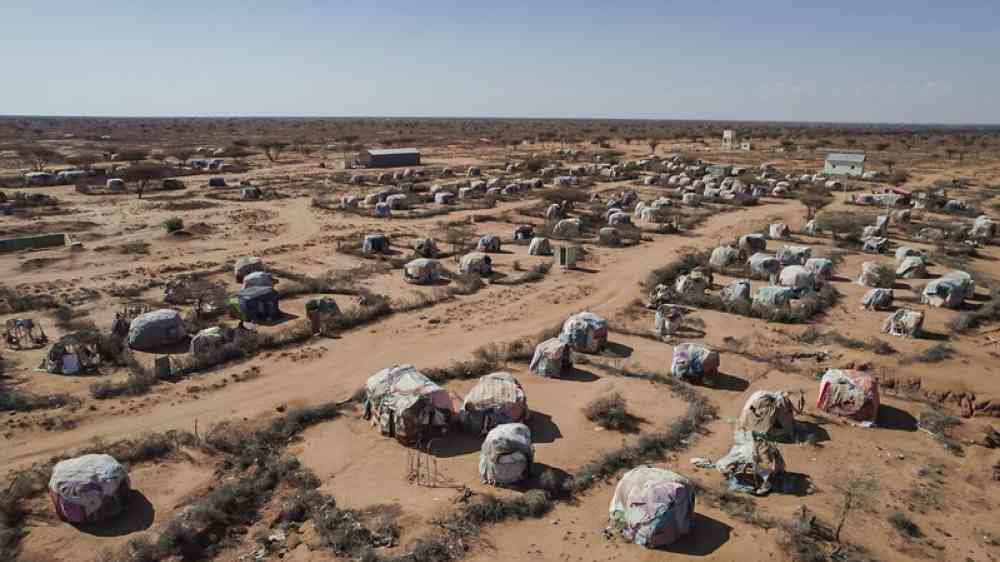 provisional camp in an arid landscape