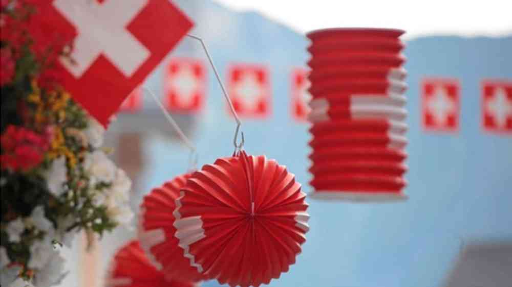 Swiss flag on lantern
